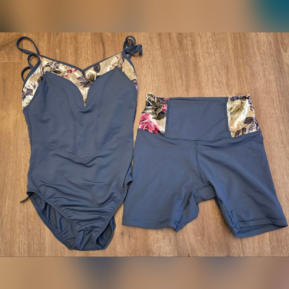 Danse De Paris Valentina Smoke Leotard And Short Set. Size Adult Medium